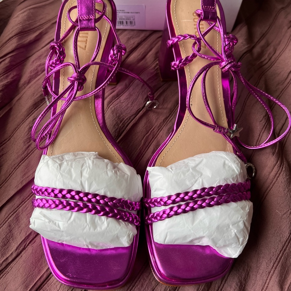 Schutz Luna platform sandal bright violet